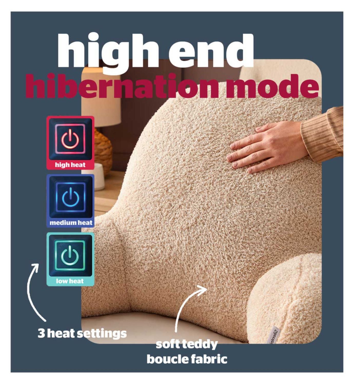 Silentnight USB heated cuddle cushion Natural teddy boucle (British brand)