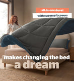 Silentnight coverless duvet set blue charcoal double - British product