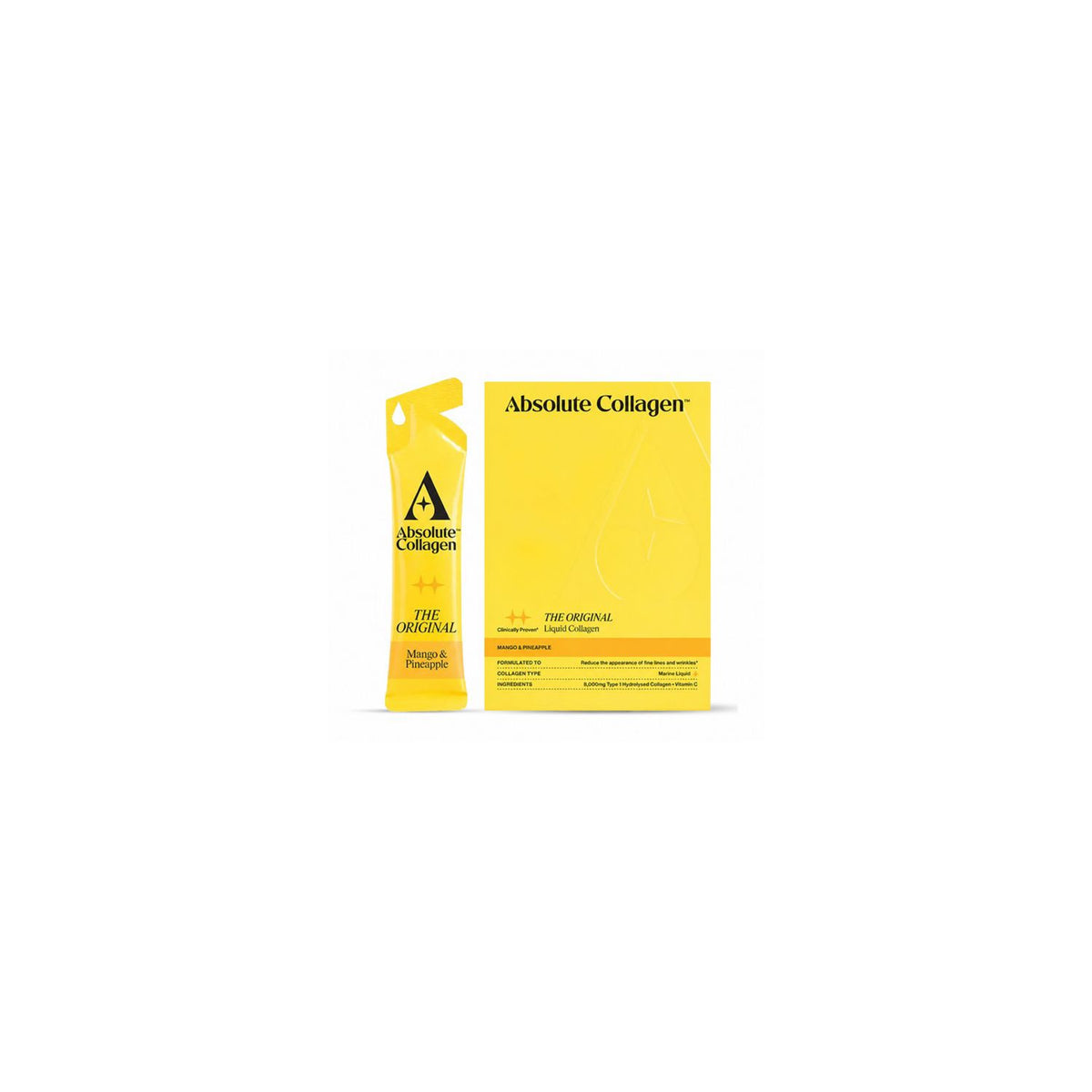 Absolute Collagen liquid supplement mango pineapple 10x11.4ml sachets, UK version