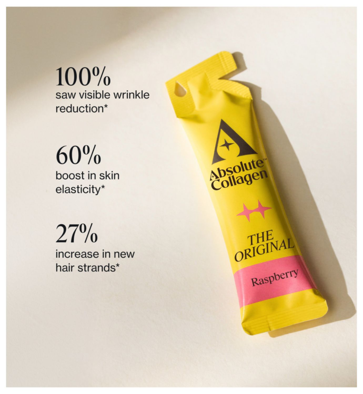 Absolute Collagen raspberry marine collagen liquid supplement 10x12ml sachets (British brand)