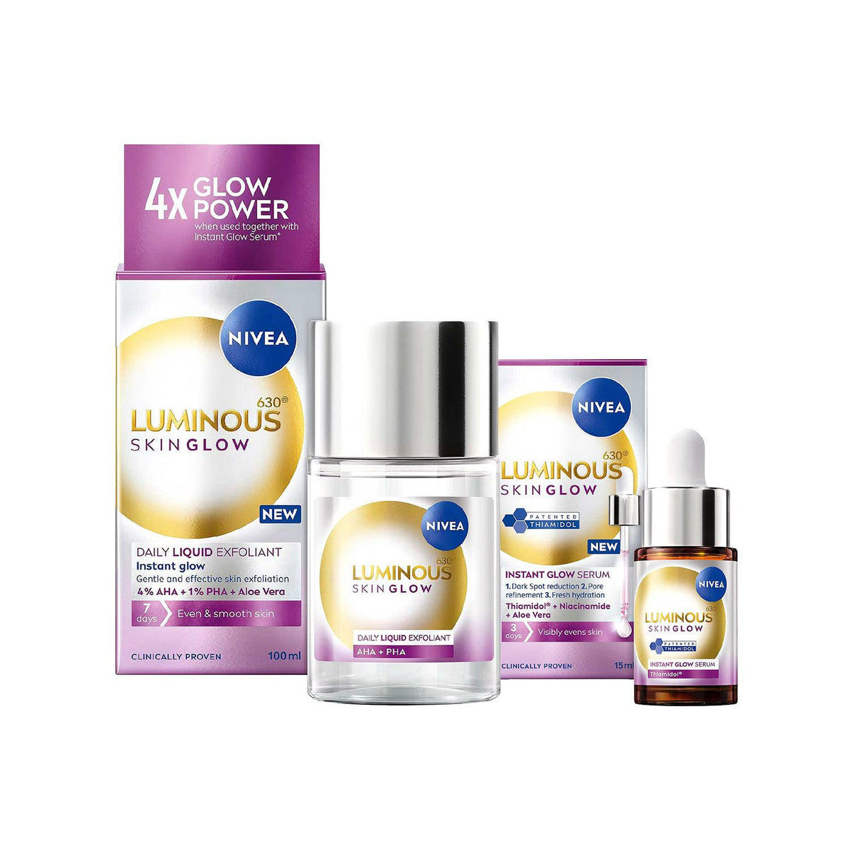 NIVEA Luminous Glow bundle with serum and exfoliant - British product