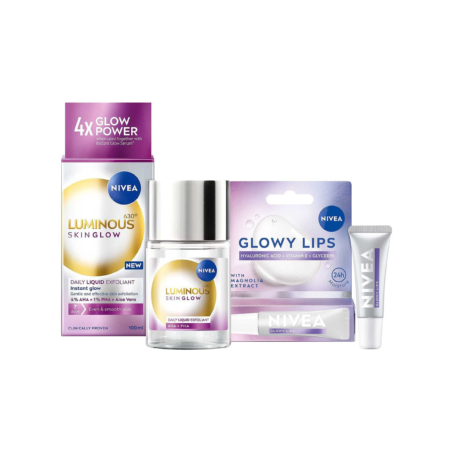 NIVEA Luminous Exfoliator 100ml and Lip Balm 10ml (British brand)