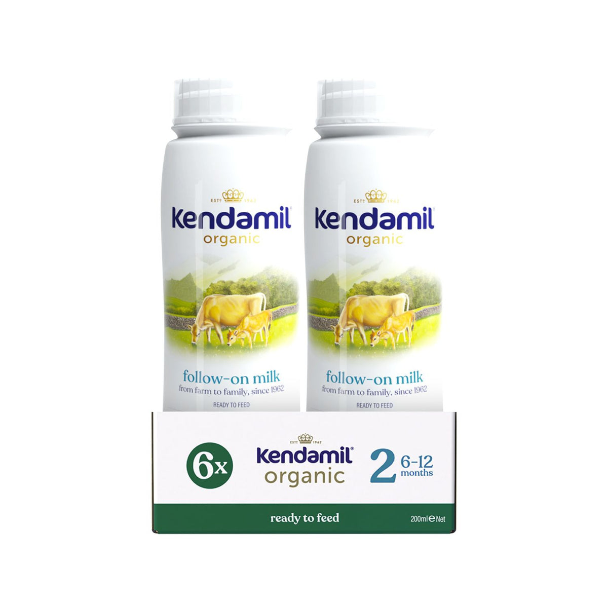 Kendamil Organic Stage 2 ready-to-feed formula 200ml 6-pack - British product