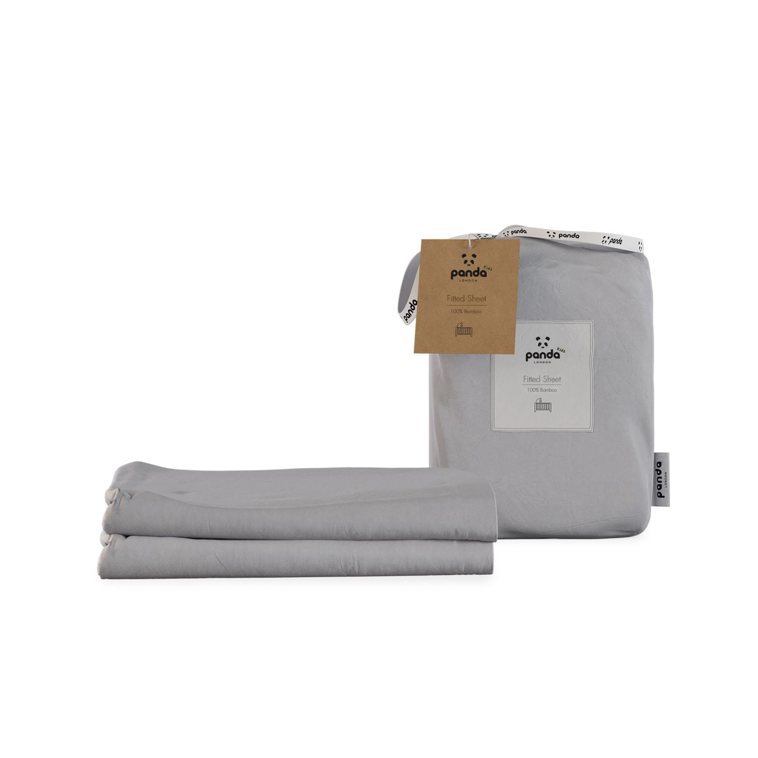 Panda Kids bamboo cot sheet grey, imported from the UK