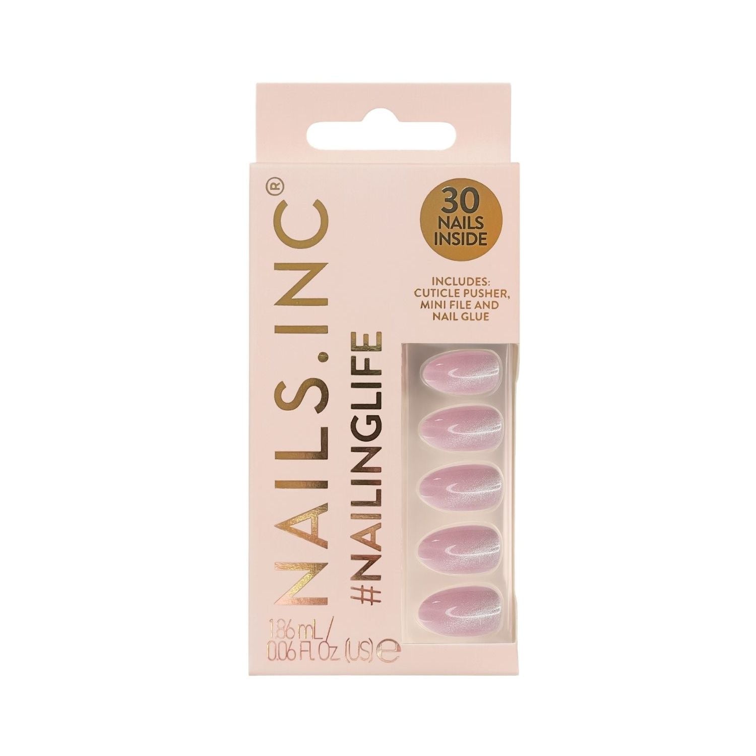 Nails.INC press on nails Pink Cat Eye, imported from the UK