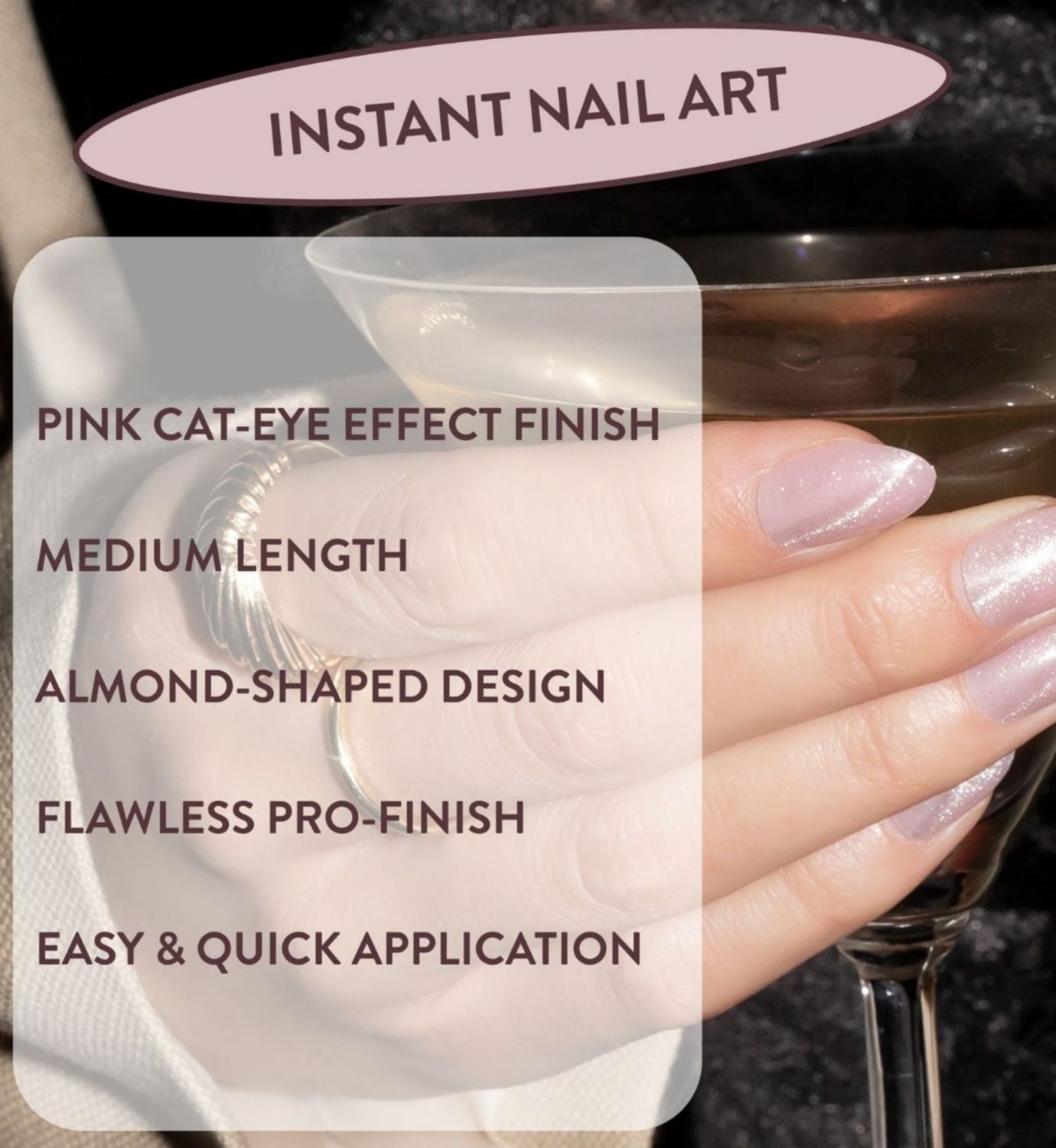 Nails.INC press on nails Pink Cat Eye, imported from the UK