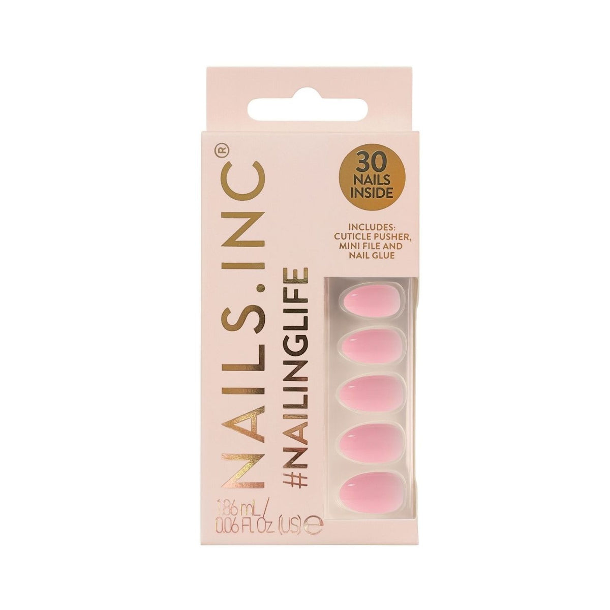 Nails.INC press-on nails Totally Taylor Pink Solid, imported from the UK