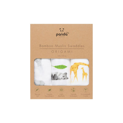 Boots Panda Kids Bamboo Muslin Swaddles Origami 3 Pack- Buy online at McGrocer