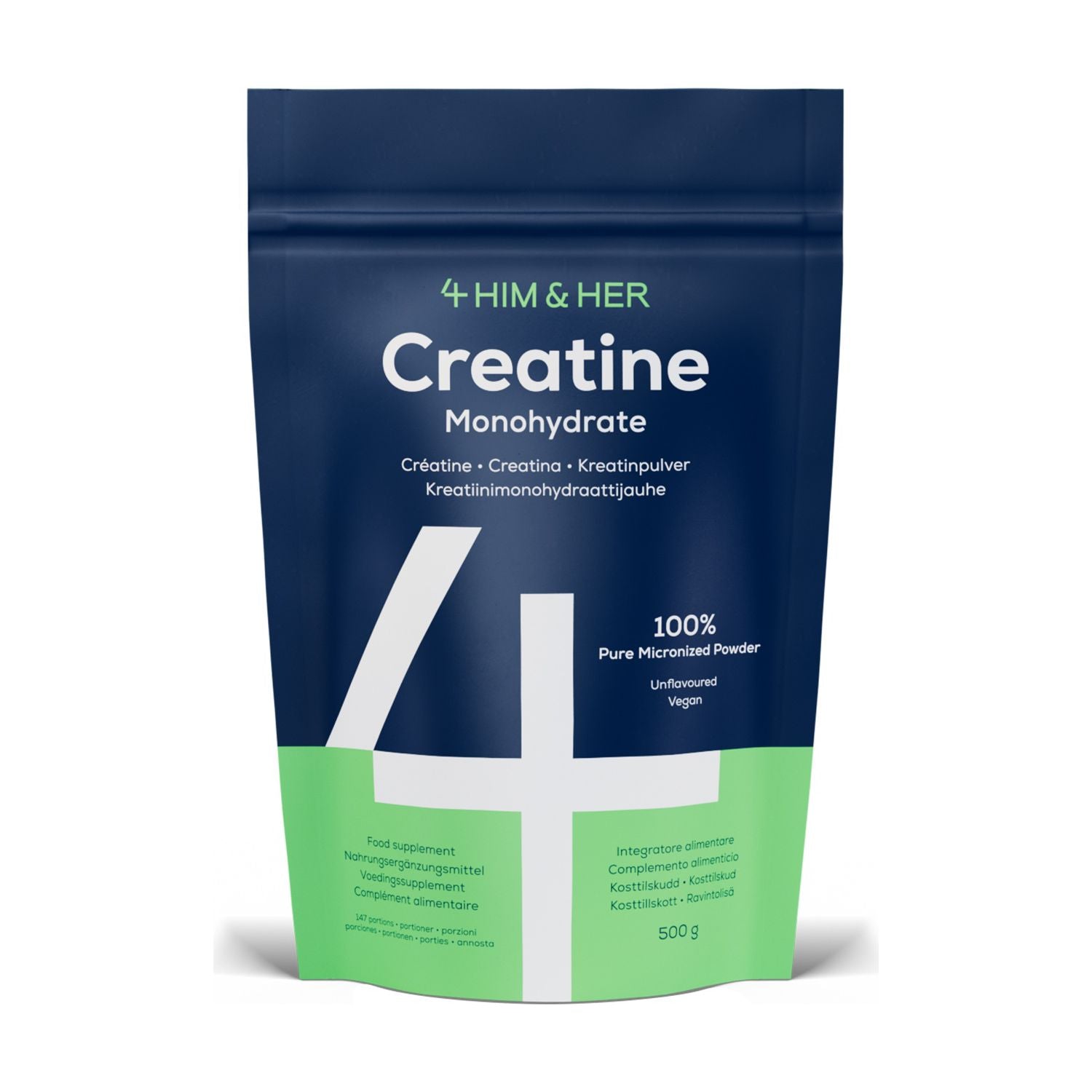 4HIM&HER creatine monohydrate powder unflavoured 500g, UK version