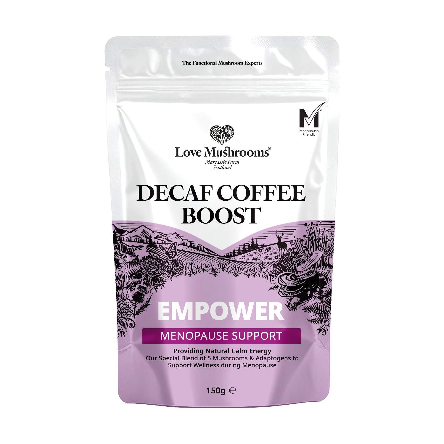 Love Mushrooms Empower Menopause Decaf Coffee 150g (British brand)