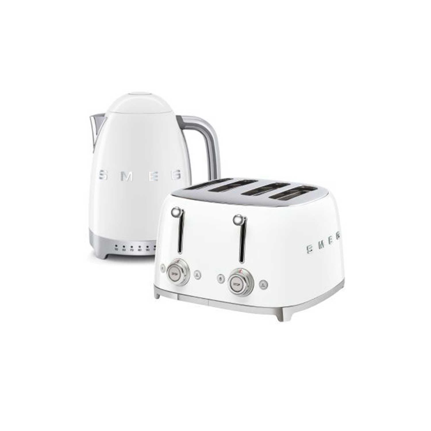 Smeg kettle and toaster set white 1.7L and 4-slice, UK version