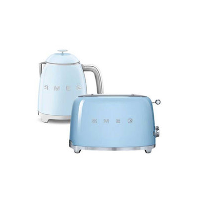 Boots Smeg 50's Style Mini Kettle and 2 Slice Toaster in Pastel Blue- Buy online at McGrocer