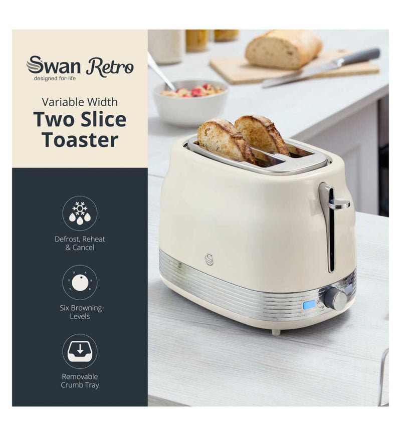 Swan RetroRevive kettle toaster microwave set in Chantilly Cream (British brand)