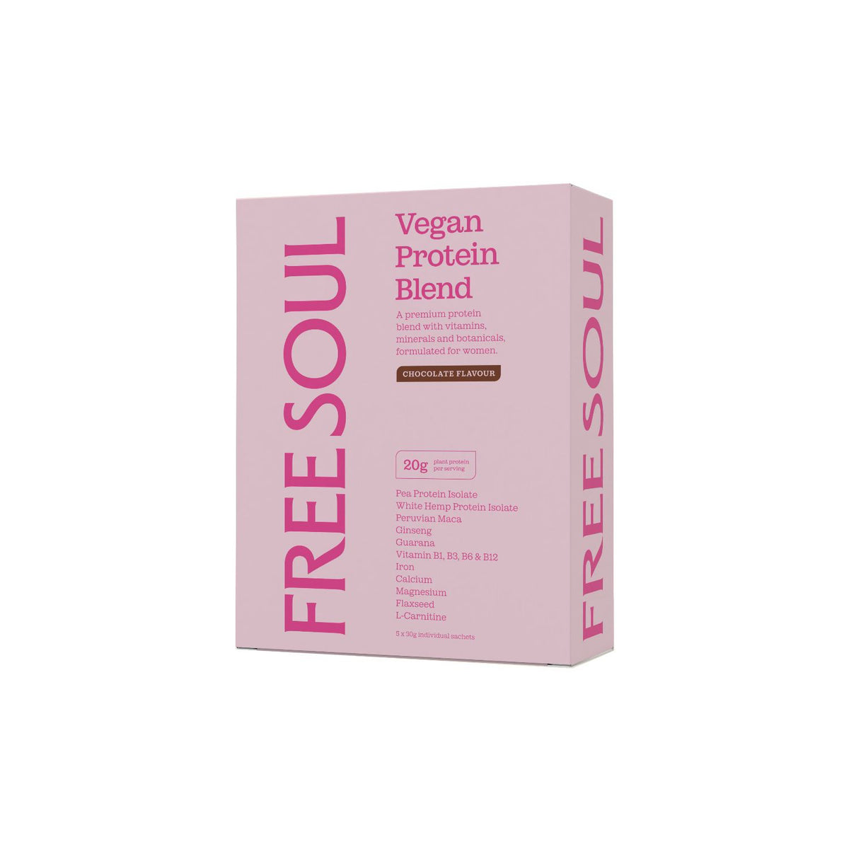 Free Soul vegan protein powder chocolate 5 sachets 30g - British product