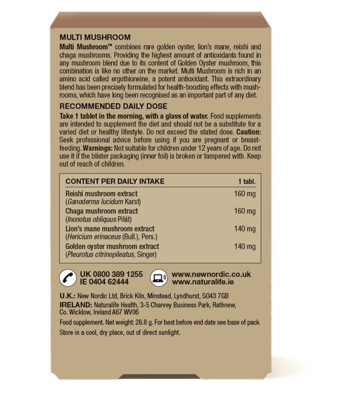 New Nordic Multi Mushroom 30 tablets - British product