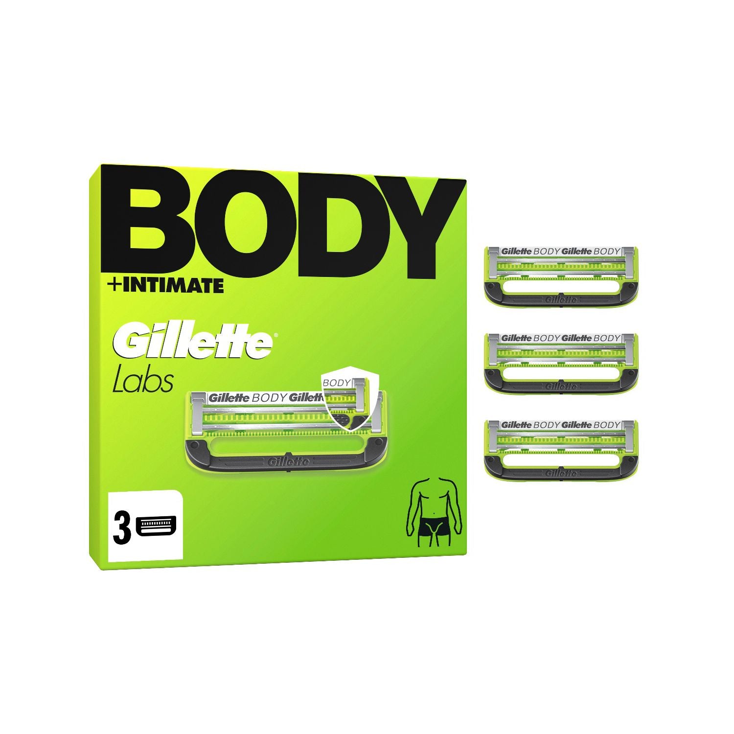 Gillette razor blade refill cartridges Body + Intimate 3 pack - British product