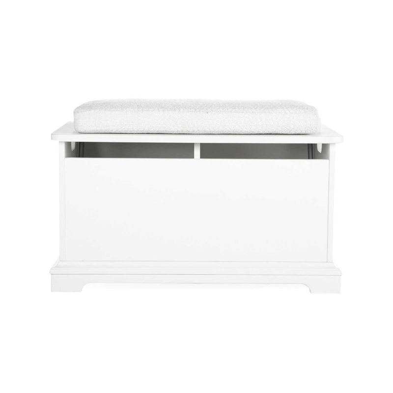 CuddleCo Beaumont storage box with cushion in white (British brand)