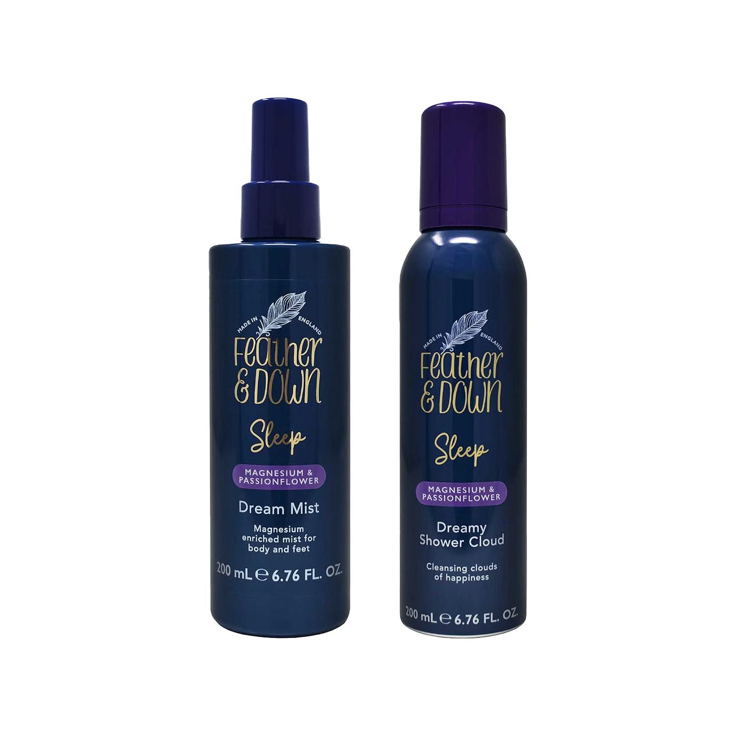 Feather & Down shower cloud bundle magnesium & passionflower 2x200ml, UK version