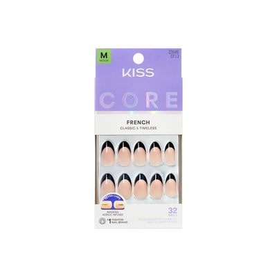 Boots KISS Core French Tip Press On Nails Full of Fun Almond Medium 32 Count- Buy online at McGrocer