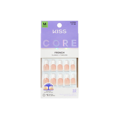 Boots KISS Core French Press On Nails Reunion White Medium Coffin 32 Count- Buy online at McGrocer