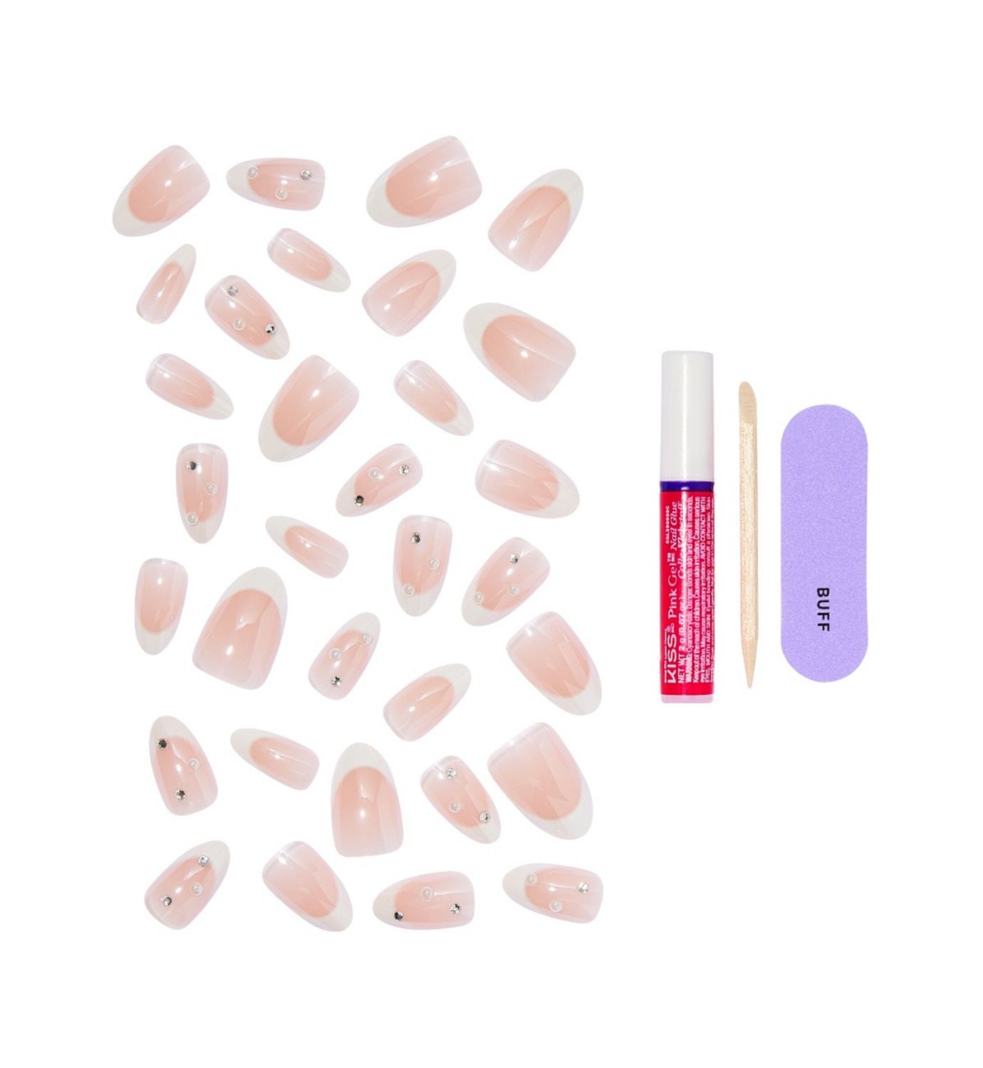 KISS press on nails almond jewel 32 count, imported from the UK