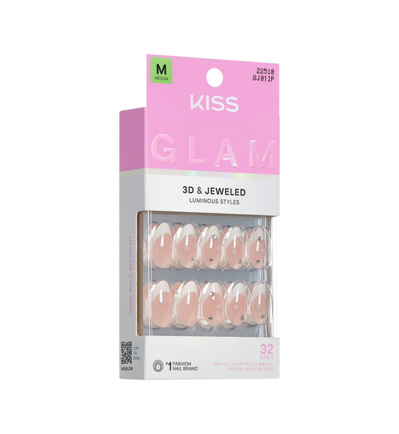 KISS press on nails almond jewel 32 count, imported from the UK