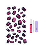 KISS Glam Shimmer Nails purple short round (British brand)