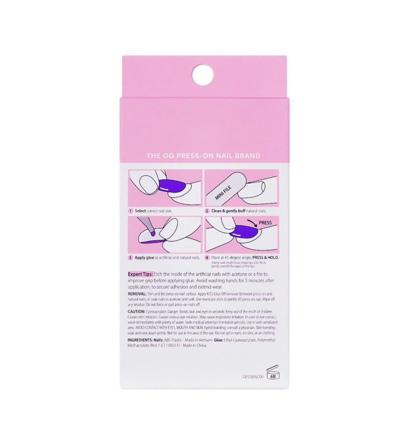 KISS Glam Shimmer Nails purple short round (British brand)