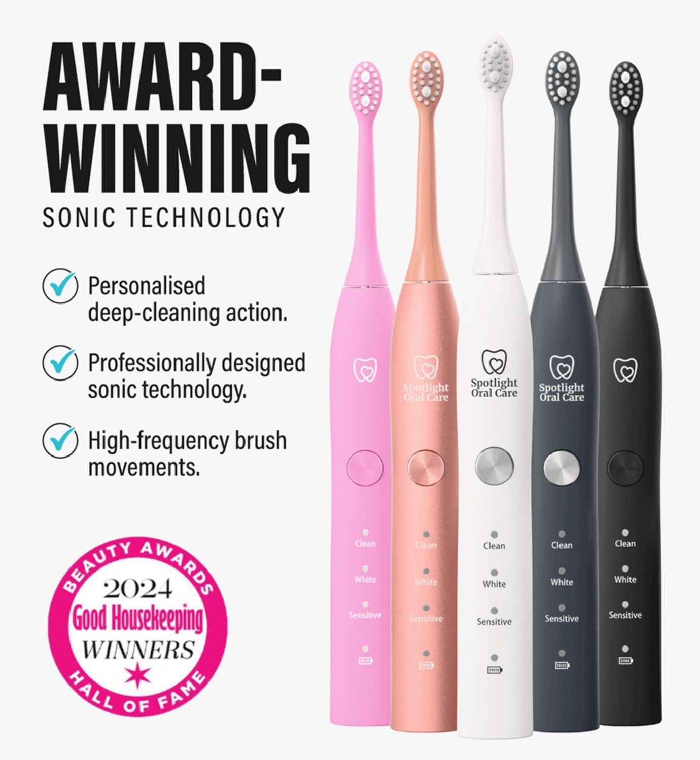 Spotlight Oral Care Sonic Toothbrush Hot Pink, imported from the UK
