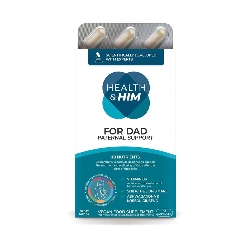 Health & Him For Dad Paternal Support supplement 60 capsules, imported from the UK