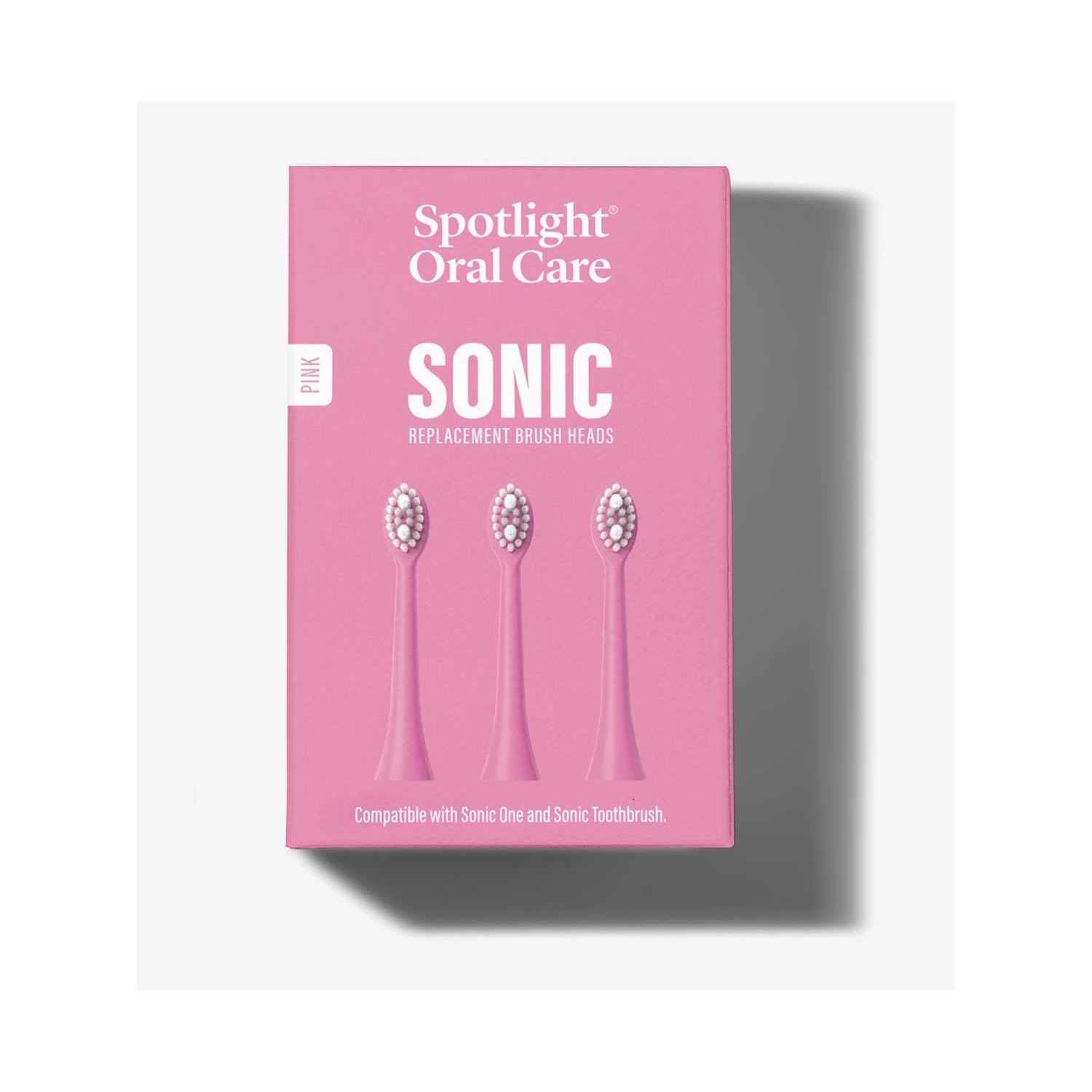 Spotlight Oral Care sonic replacement heads pink 3-pack - British product