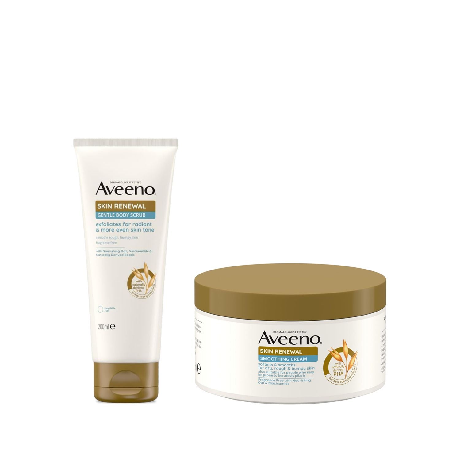 Aveeno Skin Renewal body scrub and smoothing cream duo (British brand)