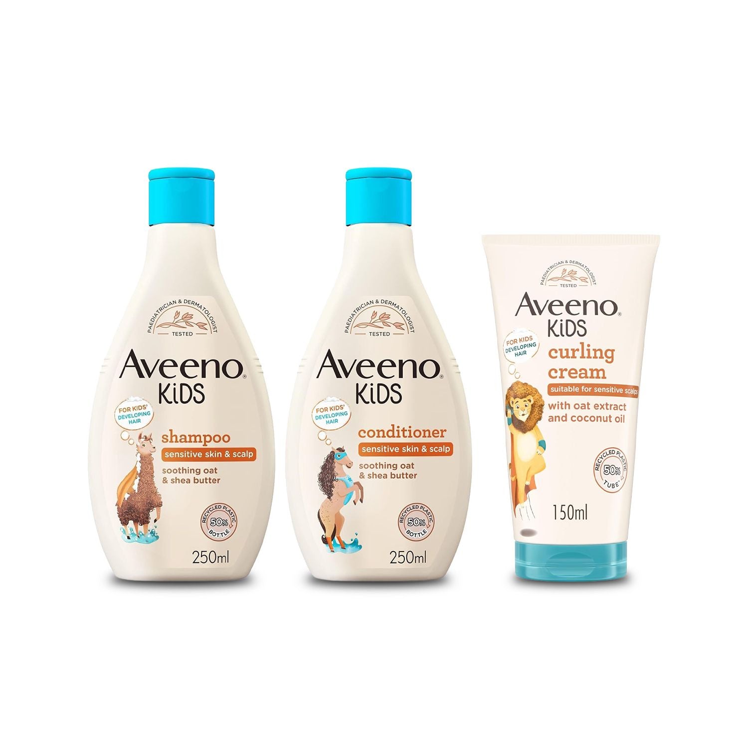 Aveeno Kids Curly Hair Bundle shampoo conditioner and curling cream - British product
