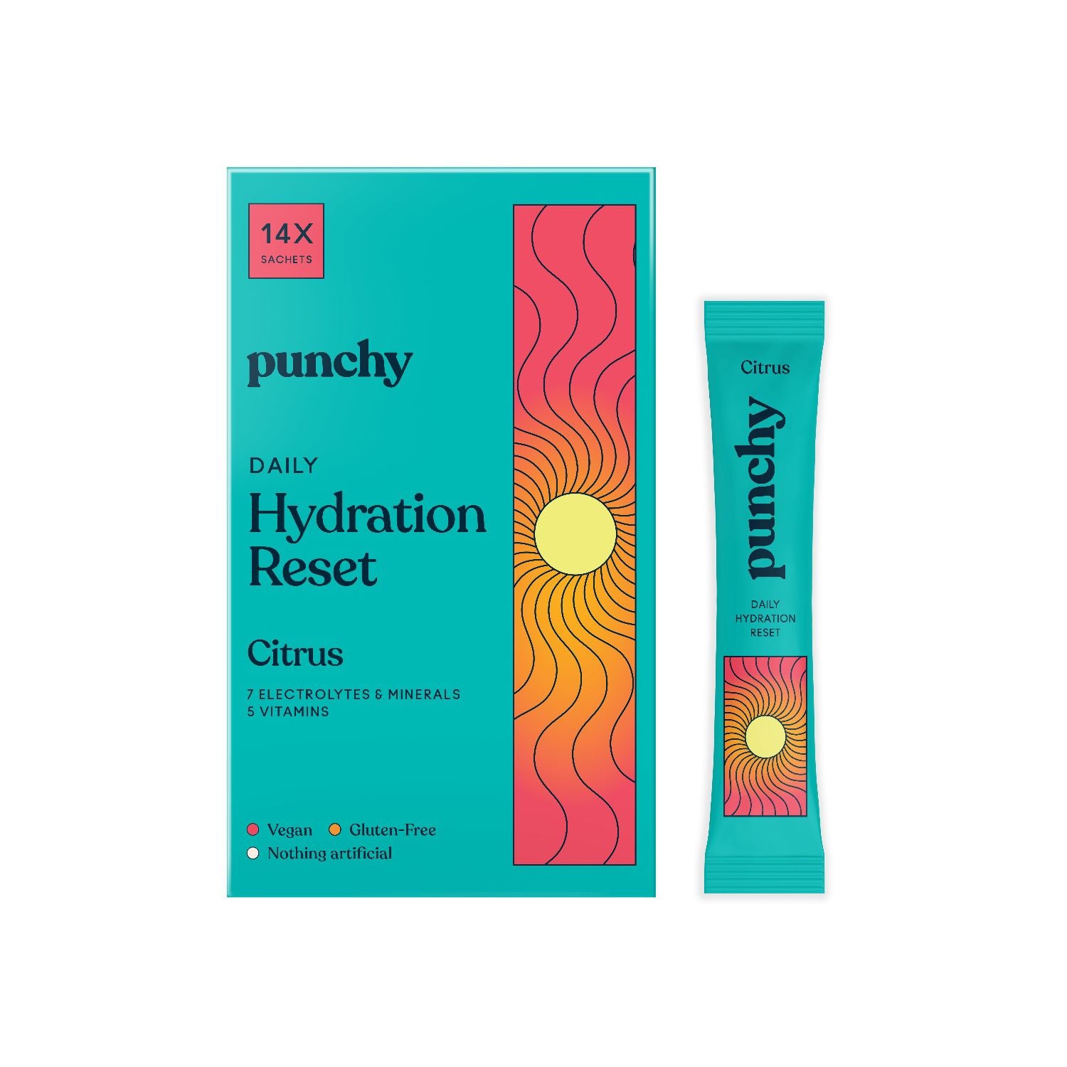 Punchy Electrolytes Citrus hydration sachets 14 pack (British brand)