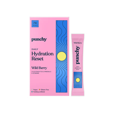 Boots Punchy Electrolytes Daily Hydration Reset Wild Berry Electrolyte Sachets 7 x 5.1g- Buy online at McGrocer
