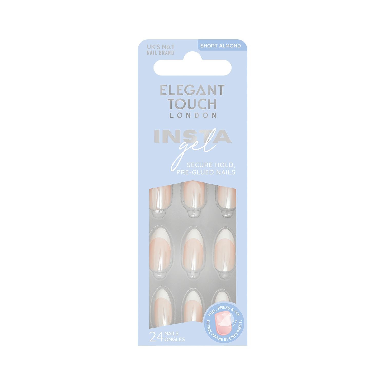 Elegant Touch pre-glued nails Candy Chrome - British product