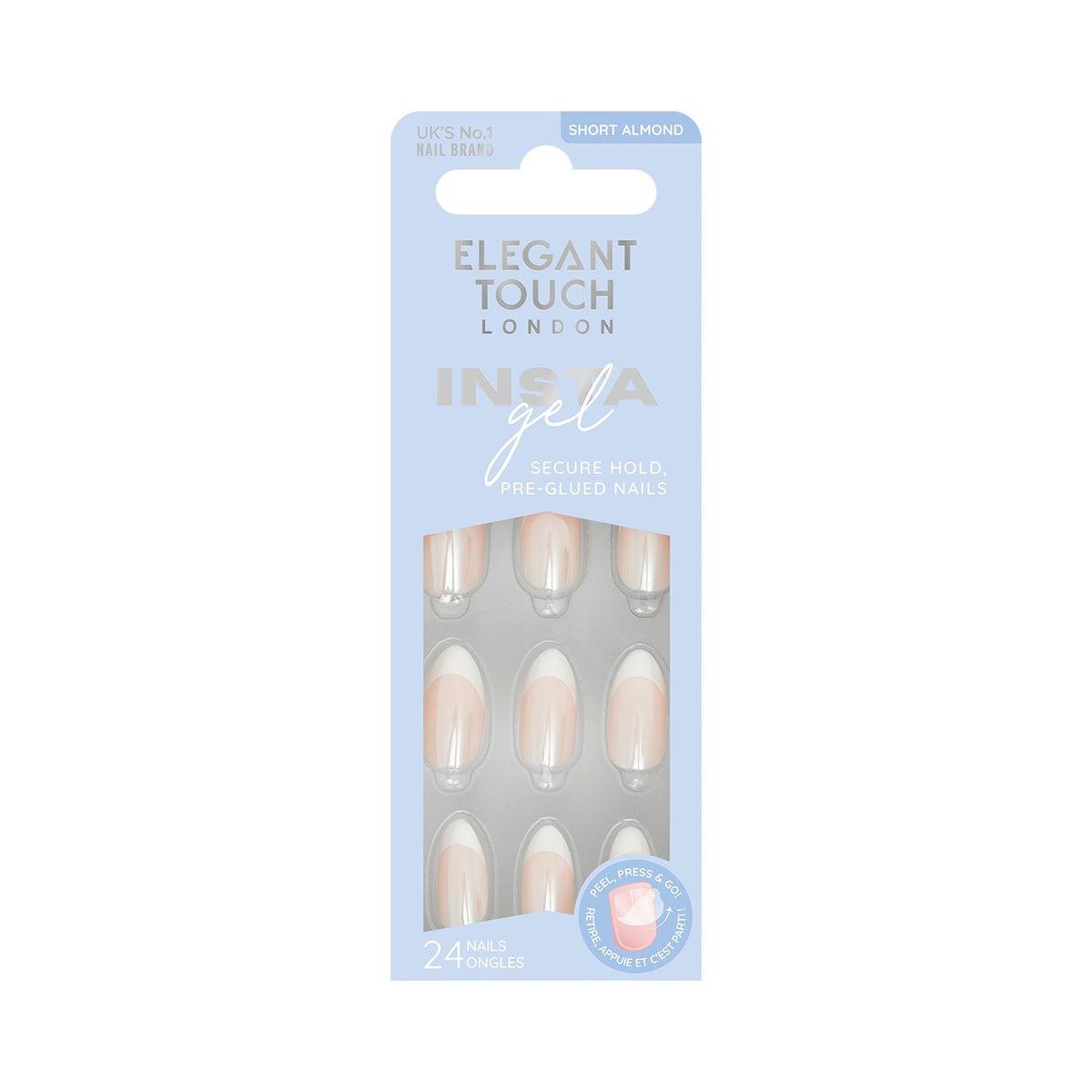 Elegant Touch pre-glued nails Candy Chrome - British product