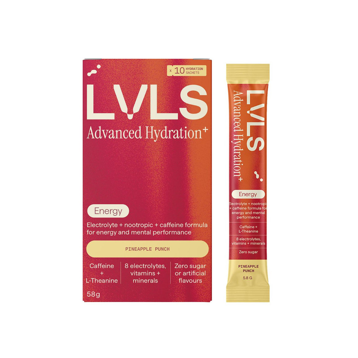 LVLS electrolyte powder pineapple punch 10 pack, imported from the UK