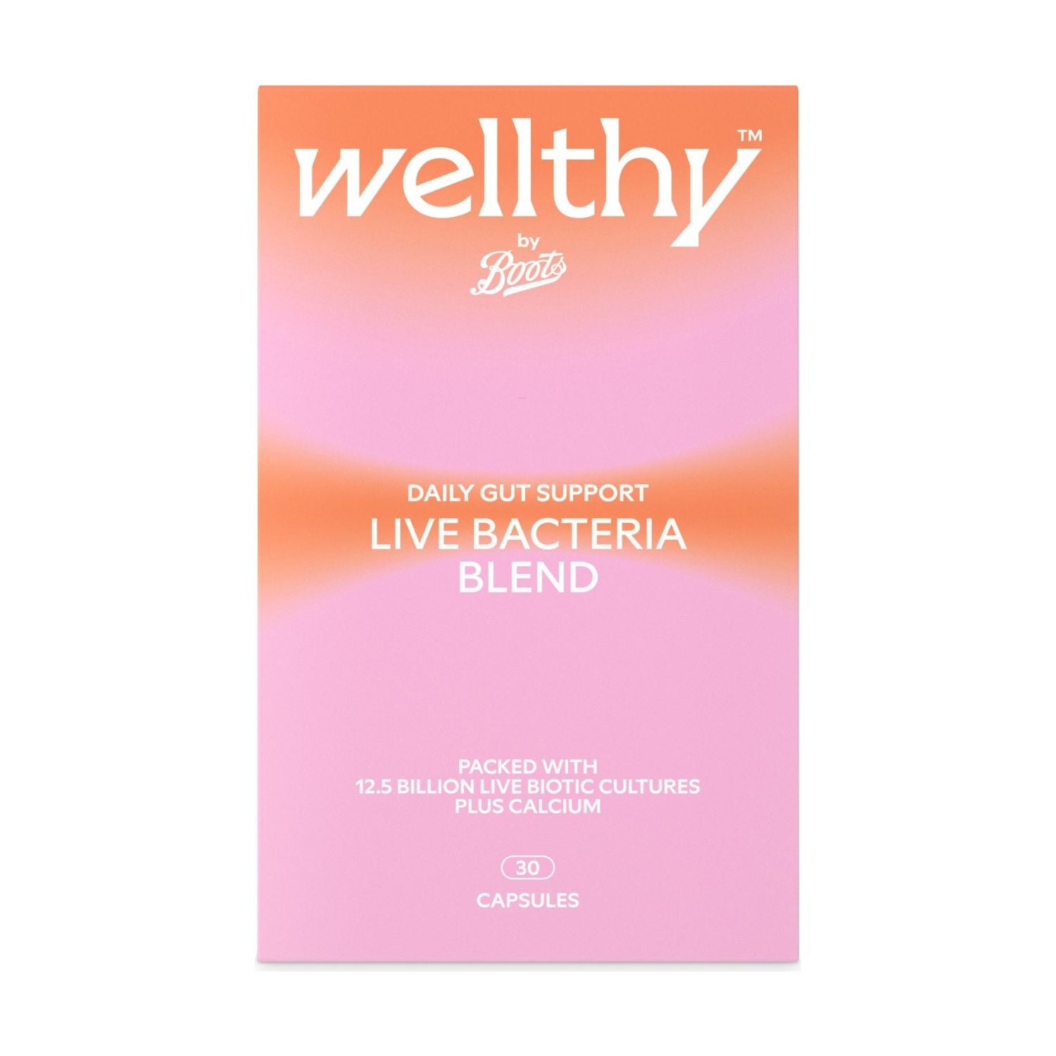 Wellthy by Boots daily gut support live bacteria capsules 30 (British brand)