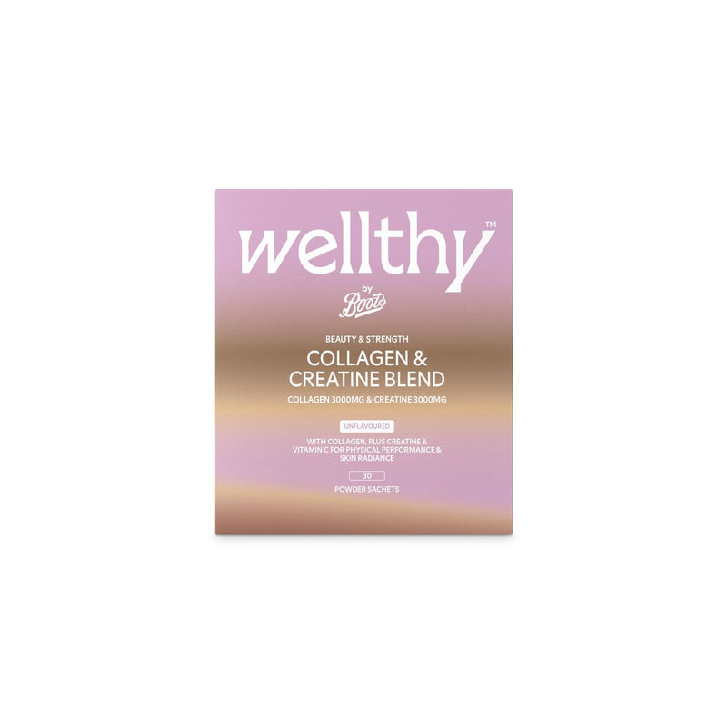 Wellthy by Boots Skin Glow creatine collagen powder blend 30 sachets (British brand)