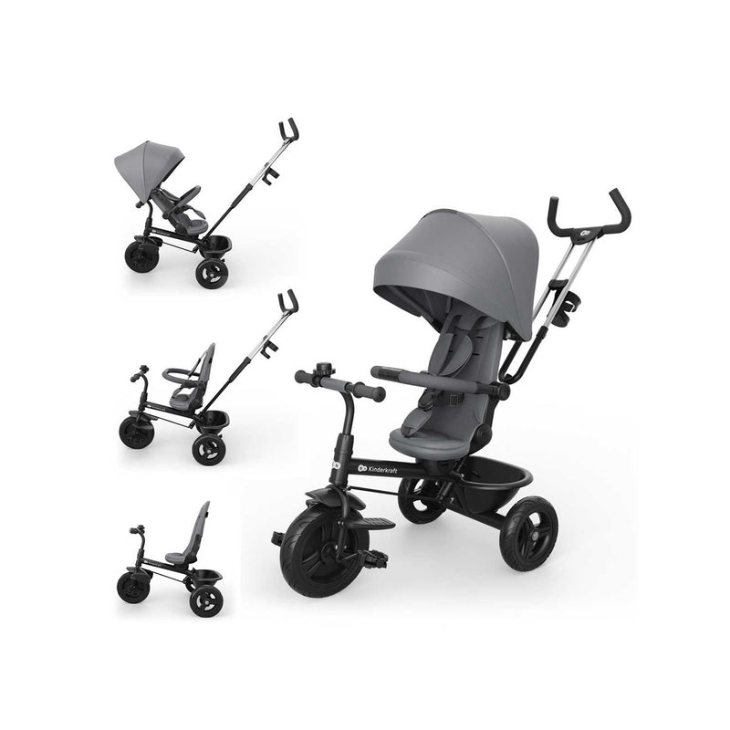 Kinderkraft Aston 2 Plus tricycle in grey, UK version