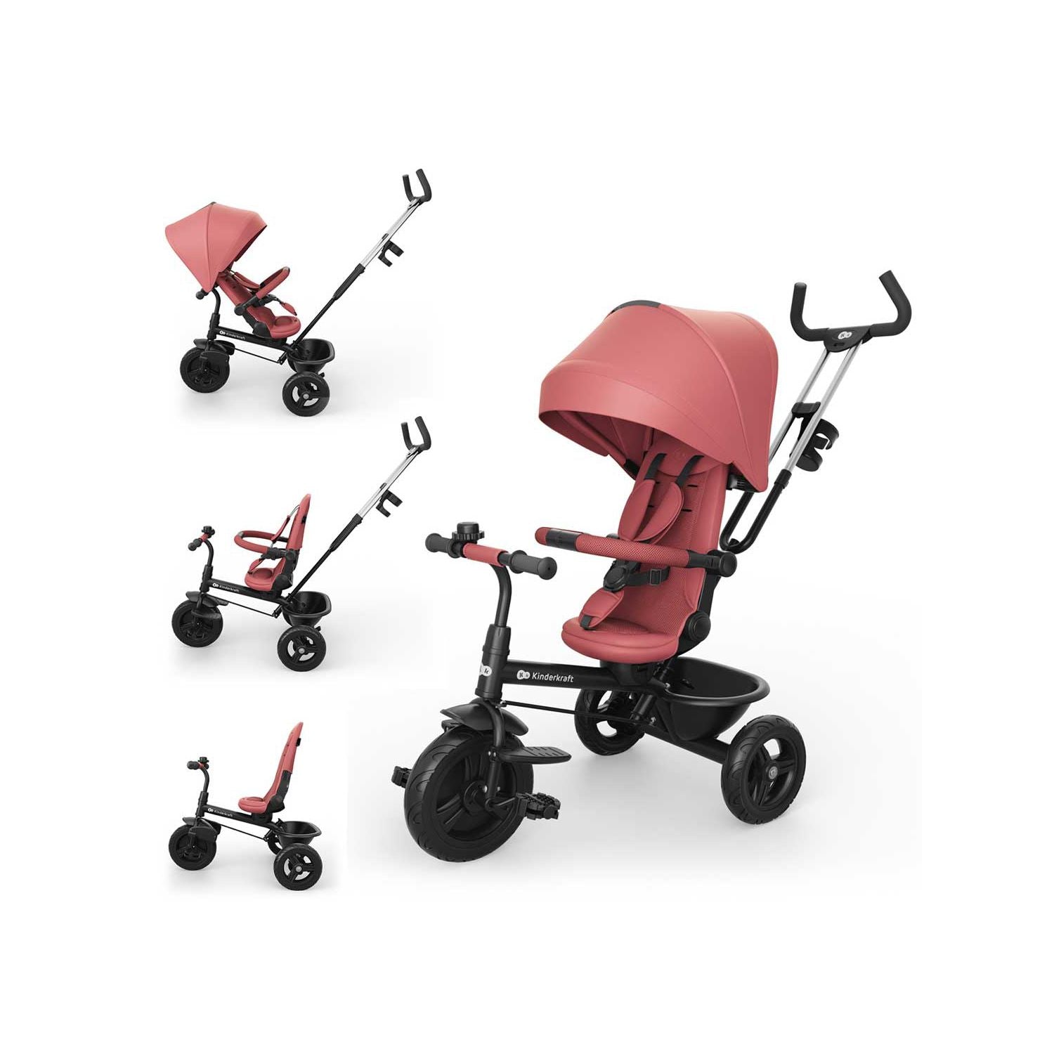 Kinderkraft Aston 2 Plus tricycle in pink - British product