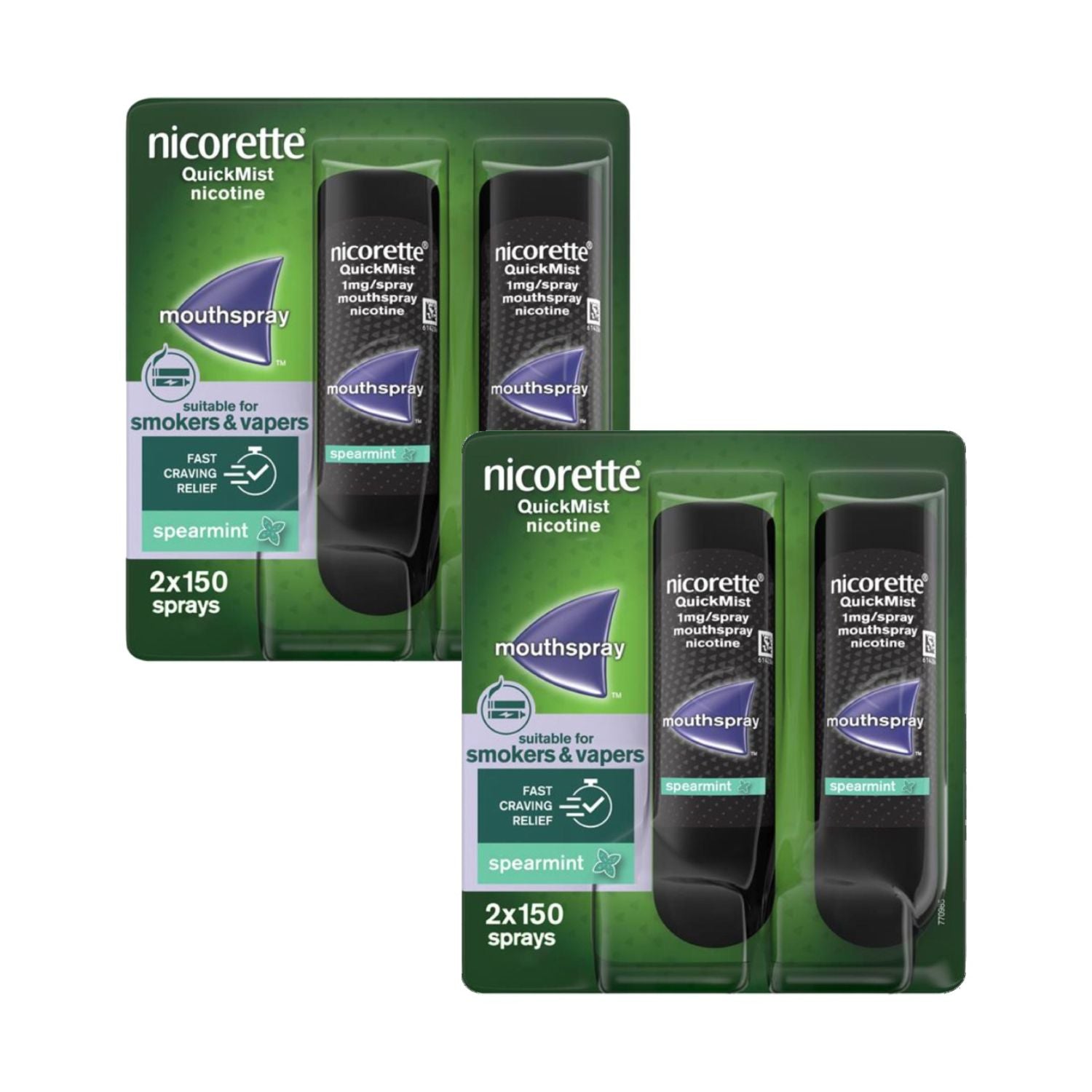 Nicorette Spearmint QuickMist 1mg mouthspray bundle 600 sprays, imported from the UK