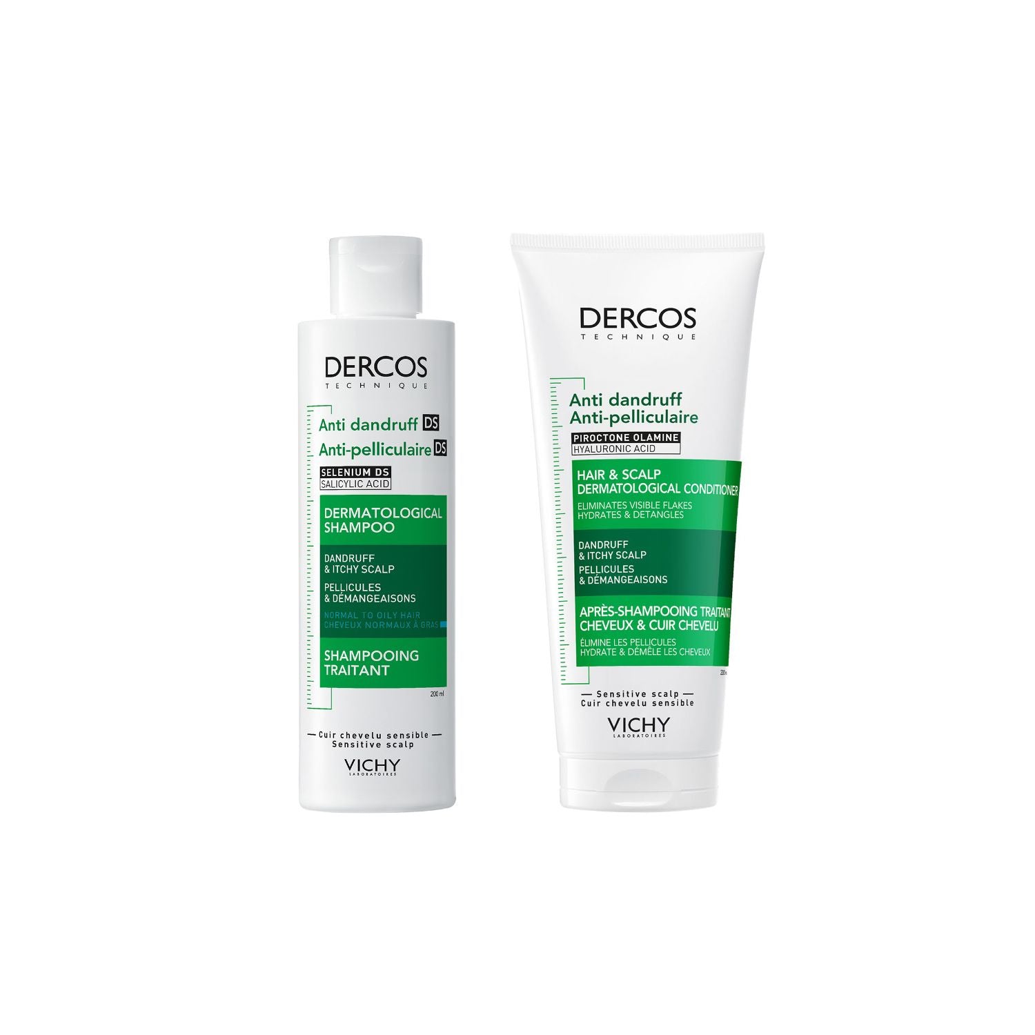Vichy Dercos anti-dandruff duo pack for oily hair 200ml each (British brand)