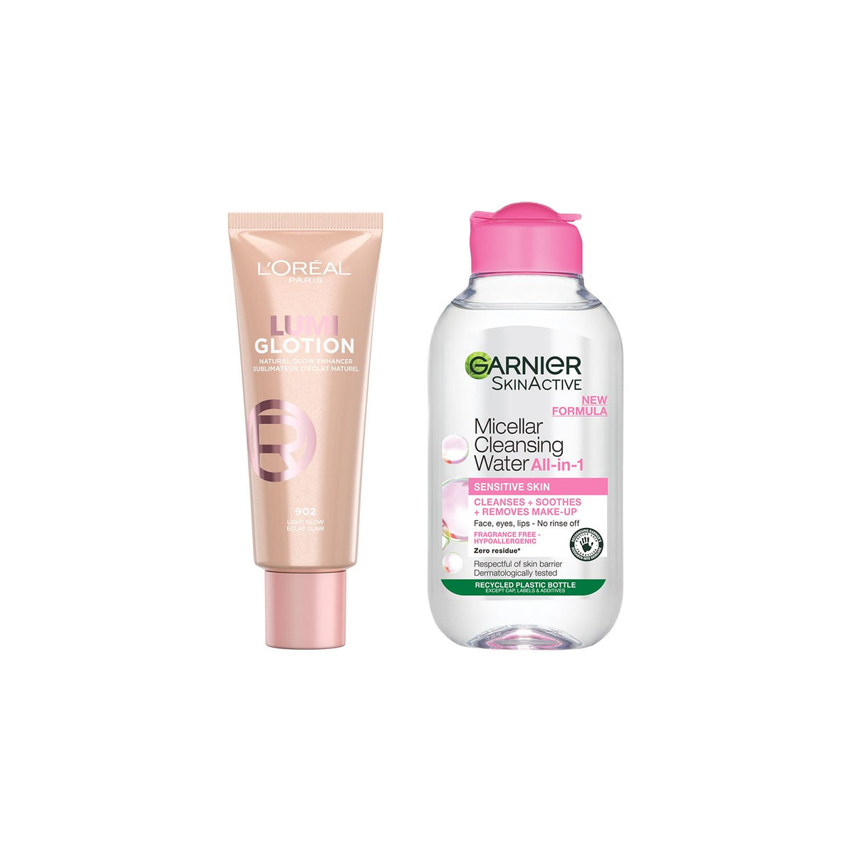 L'Oreal Lumi Glotion and Garnier Micellar Water duo, imported from the UK