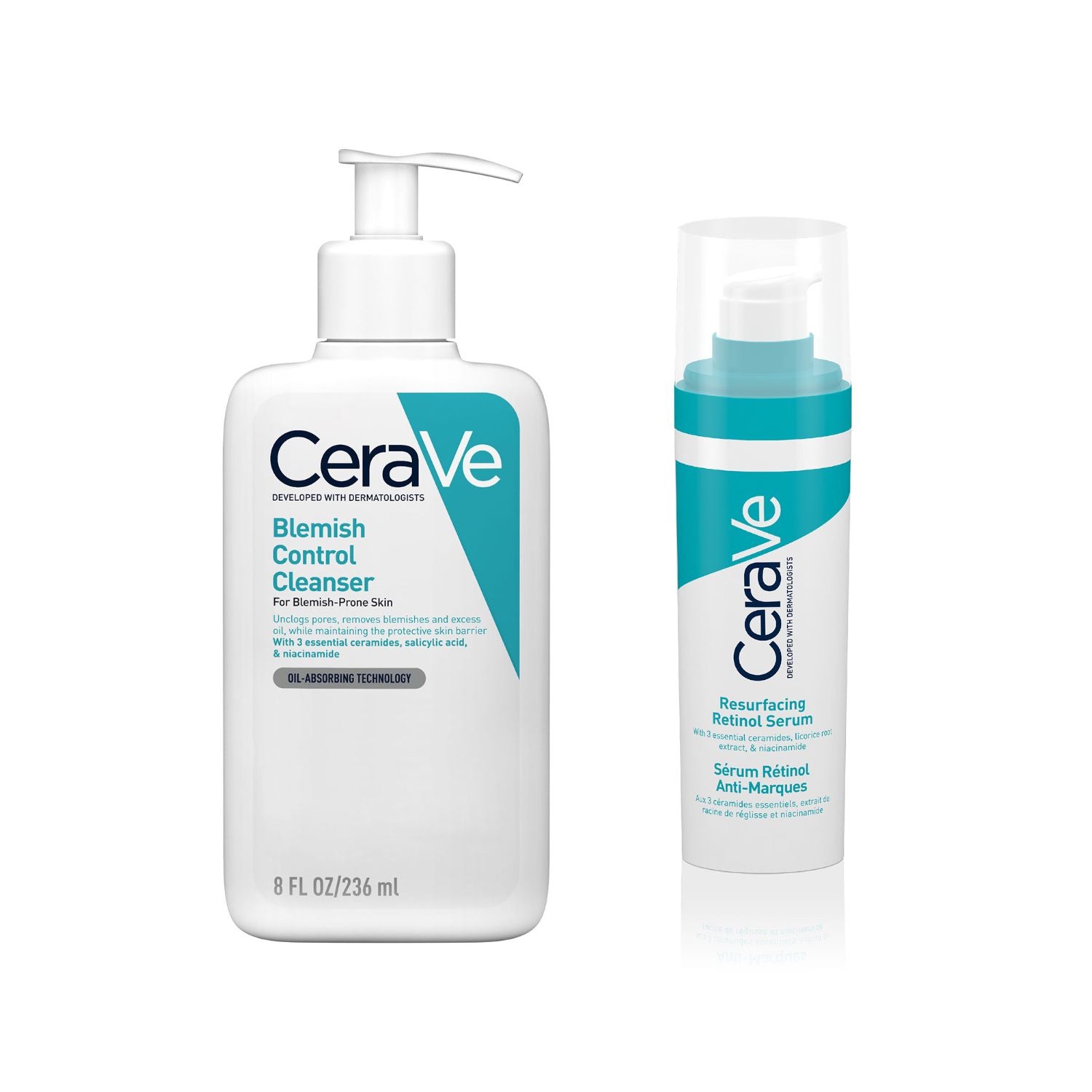 CeraVe blemish wash and serum bundle, imported from the UK