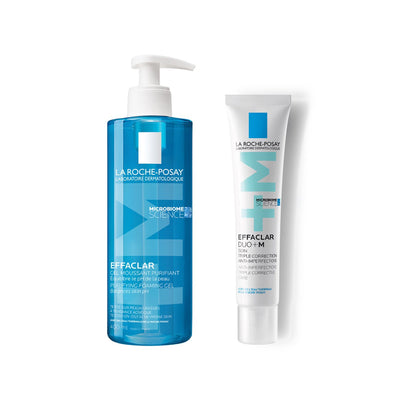Boots La Roche-Posay Effaclar Gel & Duo Bundle, Purifying Foaming Gel Cleanser 400ml & Corrective Gel Moisturiser 40ml- Buy online at McGrocer