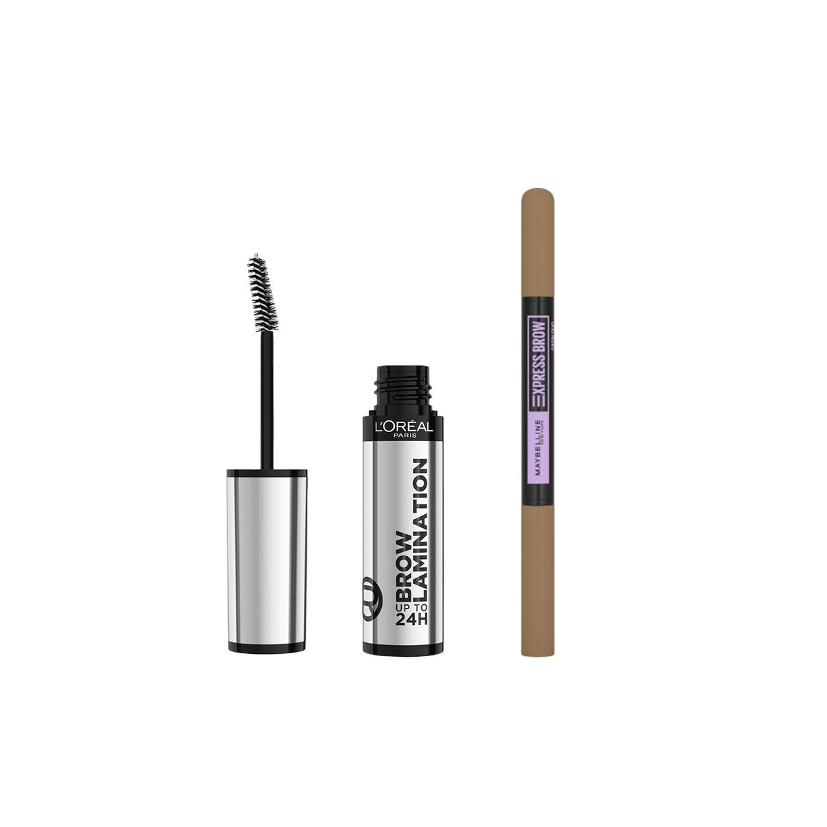 L'Oreal and Maybelline brow duo clear gel dark blonde pencil (British brand)