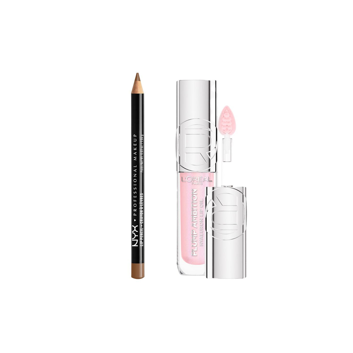 NYX Lip Liner Brown and L'Oreal Lip Oil Cristal Ice bundle, UK version