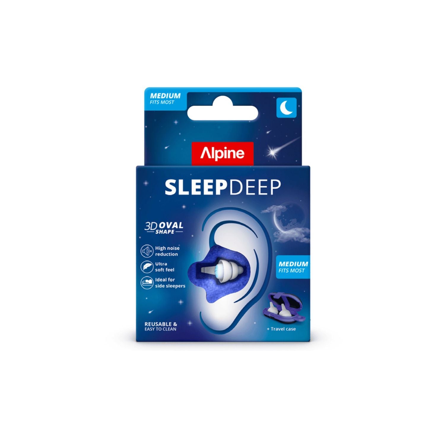 Alpine Sleepdeep Medium earplugs 1 pair, imported from the UK